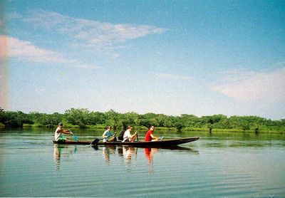 Canoeing to the huts